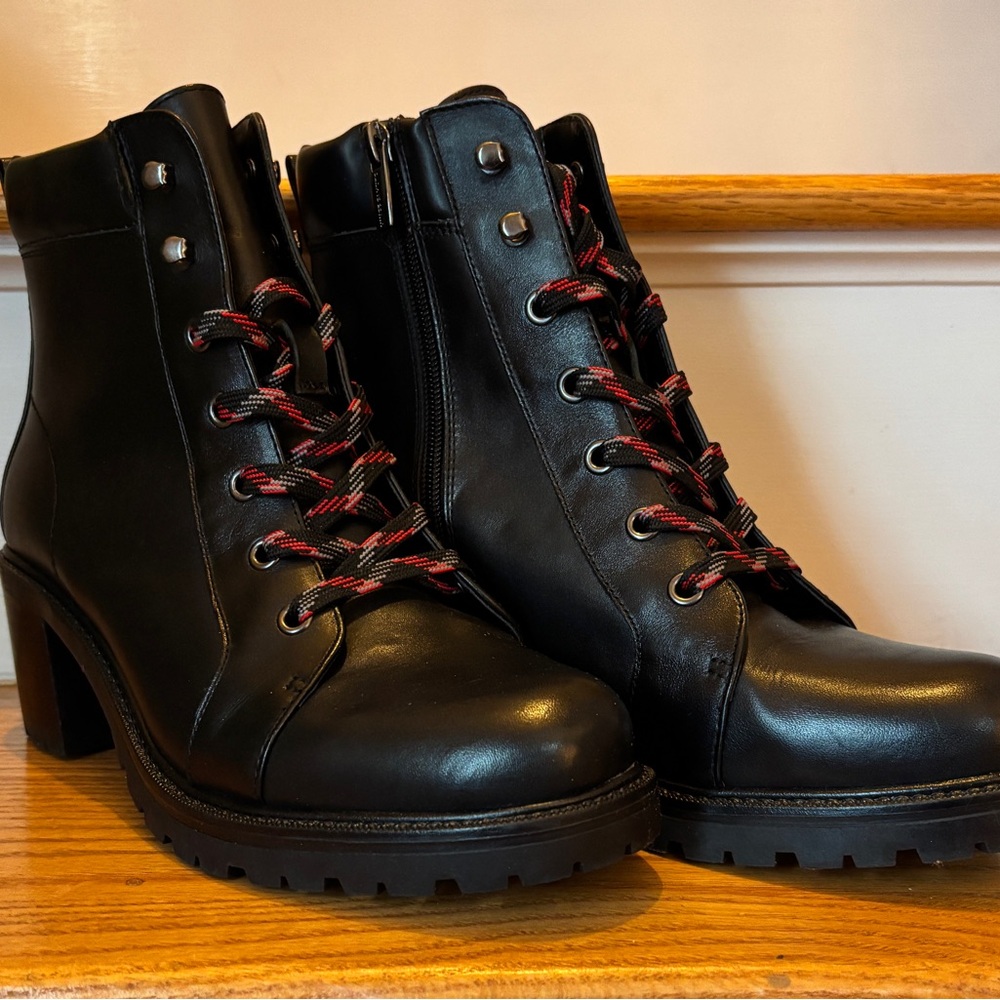 Vince Camuto Black Boots with Red Laces